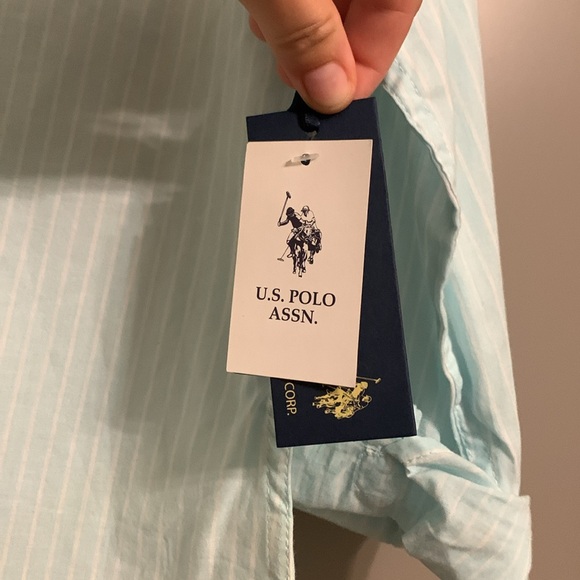 NWT US Polo Association Women’s Stripped Long Sleeve Button Down Shirt Sz Large - Picture 3 of 6